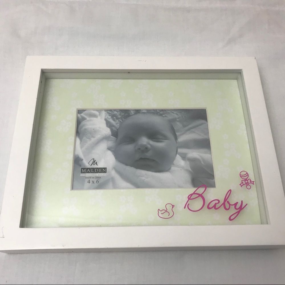 Green & White 4x6 Baby Photo Picture Frame